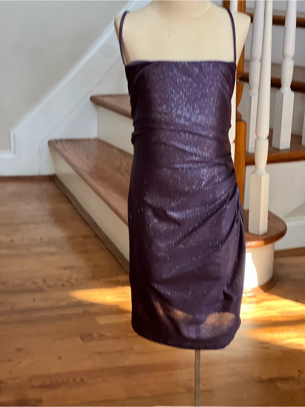 Windsor Shimmery Plum Spaghetti-Strap Mini Dress